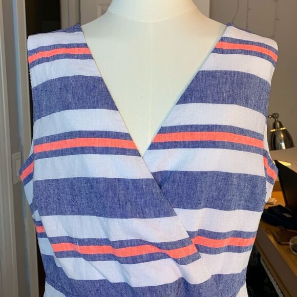 Vineyard Vines Linen Blend Striped Fit & Flare Sleeveless Dress Size 14 - Picture 5 of 9